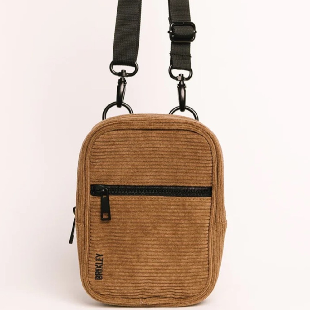 Brixley Teddy Brown Corduroy Small Mini Crossbody Bag Purse Sling